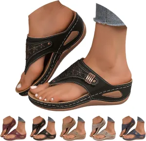 Orthopedic Sandals for Women - Arch Support Wedge Flip Flops, Summer 2025 Non Slip Comfortable Dressy Casual Beach Slippers