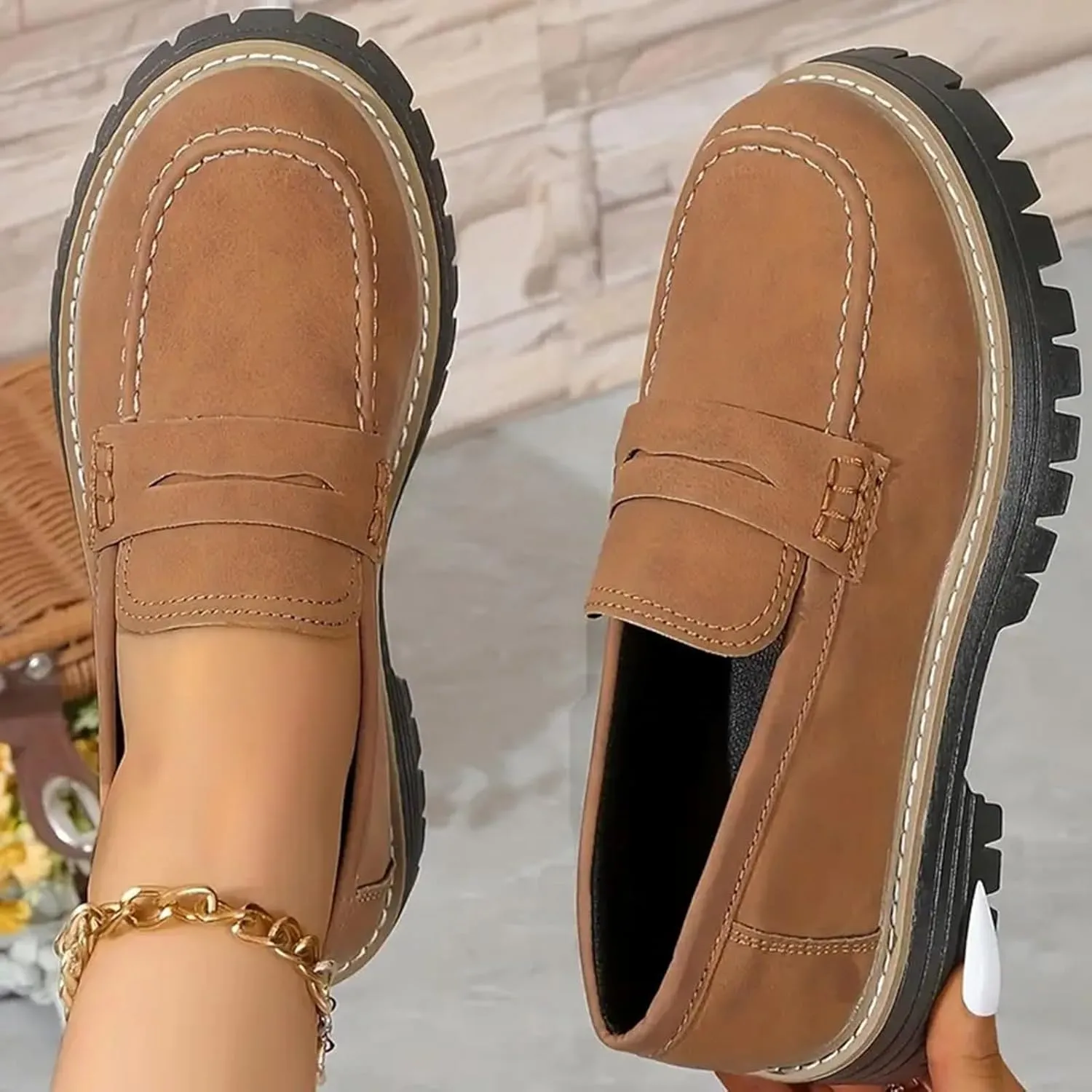 Orthoture-Orthopedic Platform Loafers, Comfort Orthopedic Shoes, Womens Round Toe Walking Shoe, Slip on Shoes