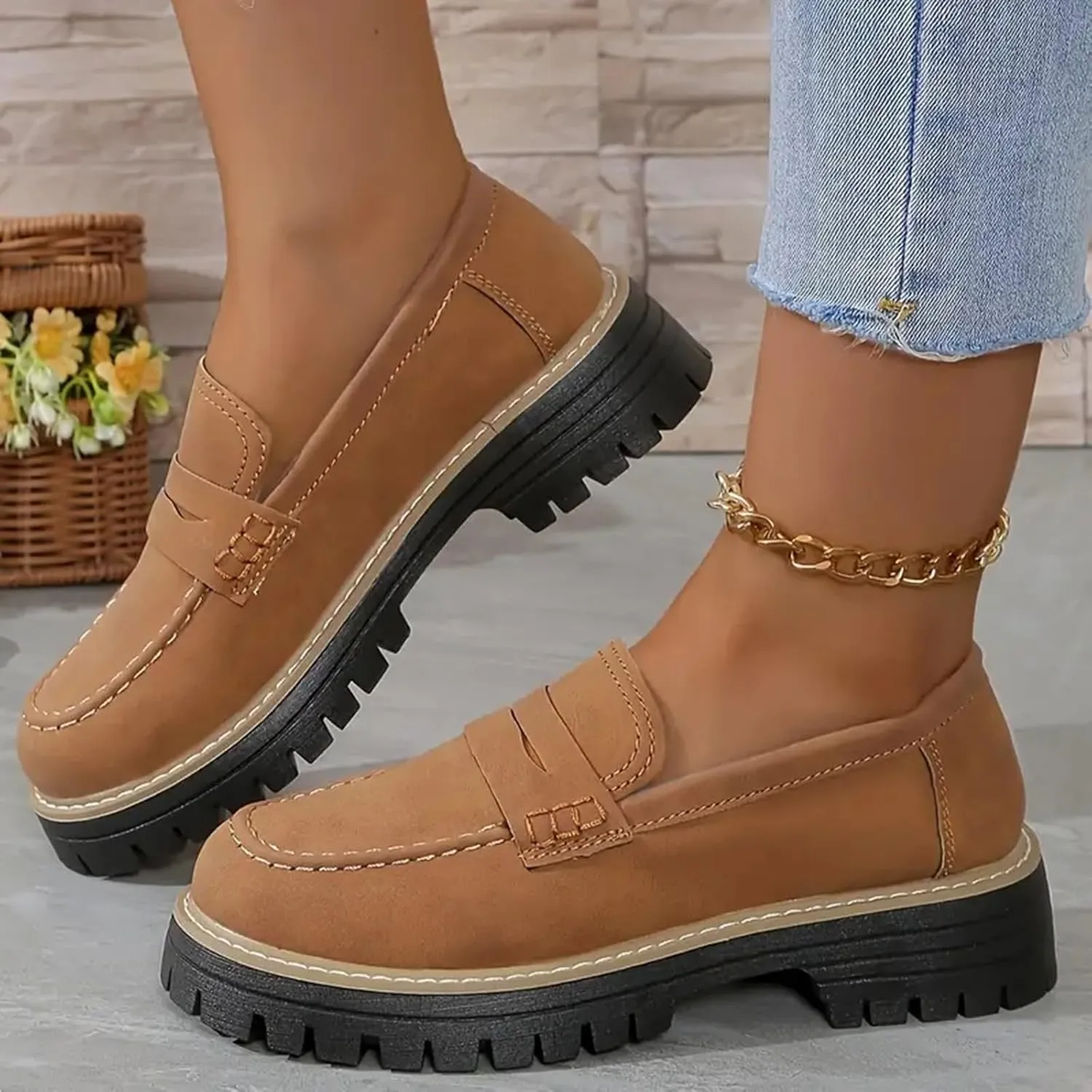Orthoture-Orthopedic Platform Loafers, Comfort Orthopedic Shoes, Womens Round Toe Walking Shoe, Slip on Shoes