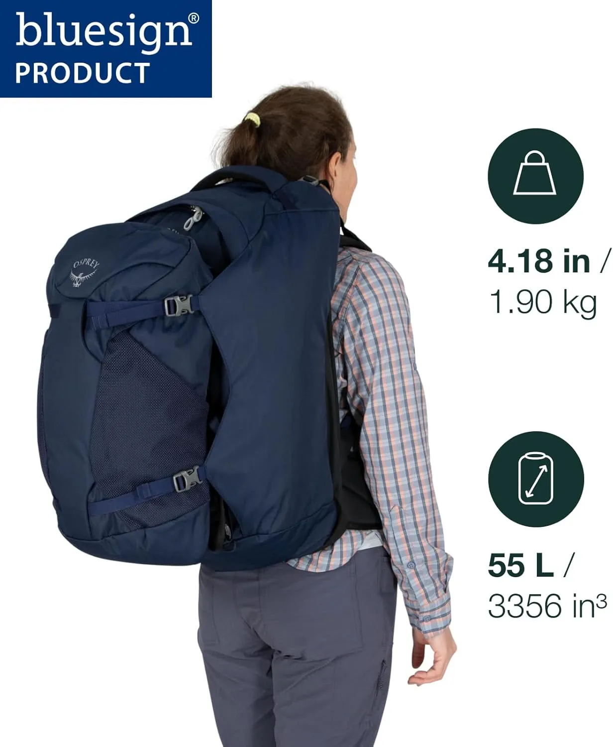 Osprey Fairview 55L Women's Travel Backpack, Night Jungle Blue