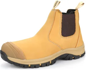 OUXX Steel Toe Chelsea Work Boots for Men – Slip-On Safety Boot, Waterproof Leather, Slip-Resistant Sole, Kevlar Puncture-Proof Midsole, ASTM F2413-18 EH Rated