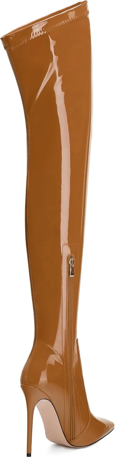 Over The Knee Boots for Women Thigh High Stiletto Zipper Pointed Toe Long Boots Classic Fashion Sexy Tall Boots