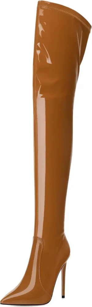 Over The Knee Boots for Women Thigh High Stiletto Zipper Pointed Toe Long Boots Classic Fashion Sexy Tall Boots