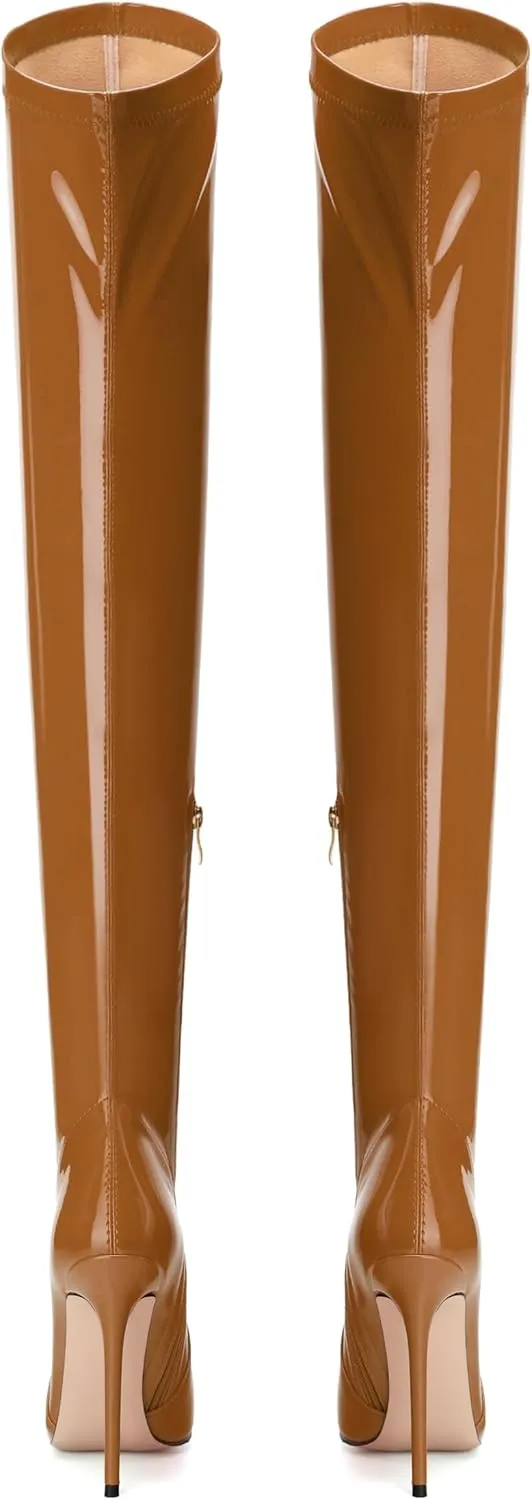 Over The Knee Boots for Women Thigh High Stiletto Zipper Pointed Toe Long Boots Classic Fashion Sexy Tall Boots