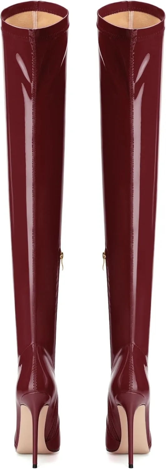 Over The Knee Boots for Women Thigh High Stiletto Zipper Pointed Toe Long Boots Classic Fashion Sexy Tall Boots