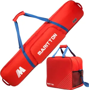 Padded Snowboard and Boot Bag Combo,Store Transport Snowboard Up to 165 cm and Boots Up to Size 13,Two-Piece Snowboard Travel Bags.