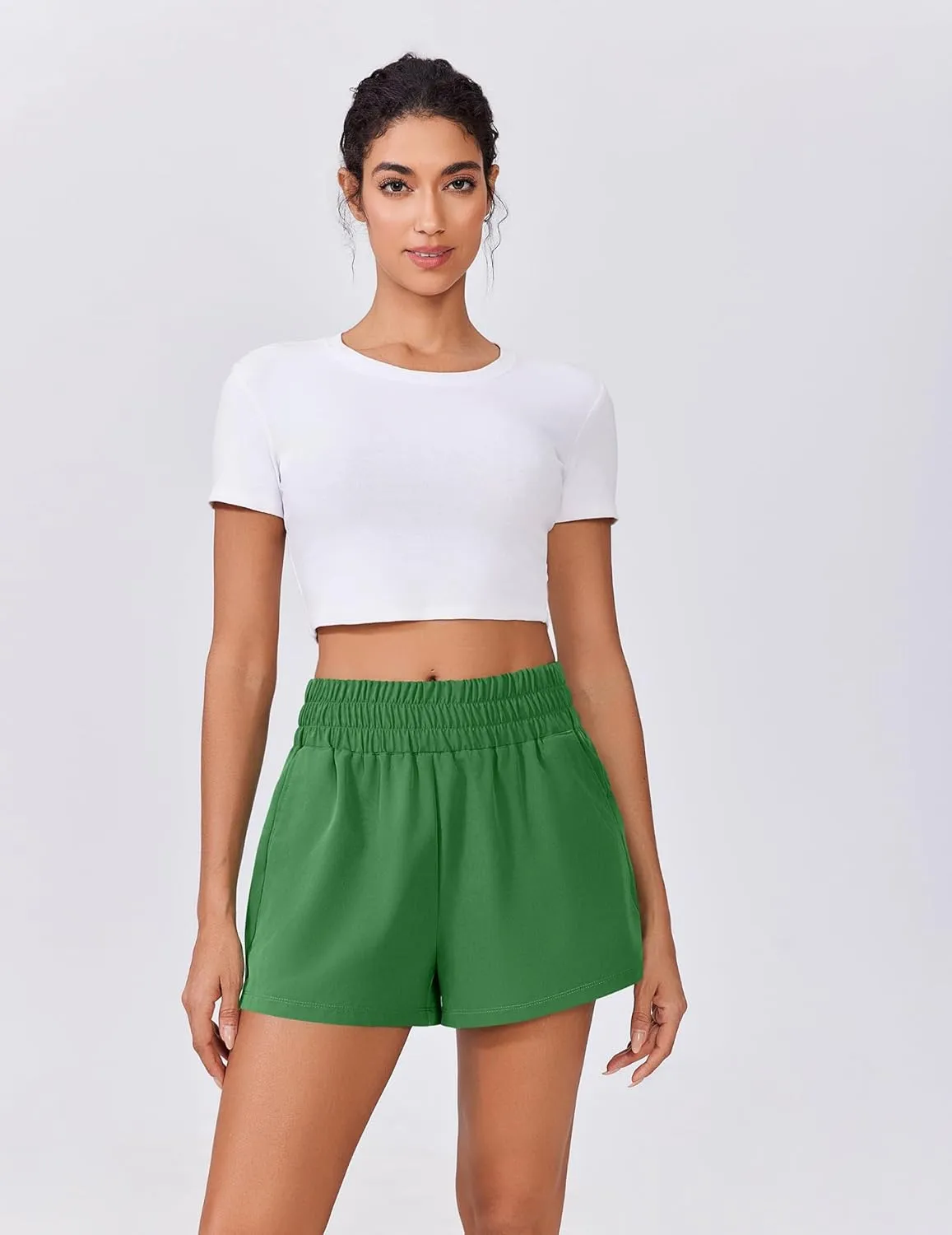 PINSPARK Womens Light Weight Athletic Shorts High Waisted Linerless Active Short Casual Quick Dry Lounge Shorts with Pockets