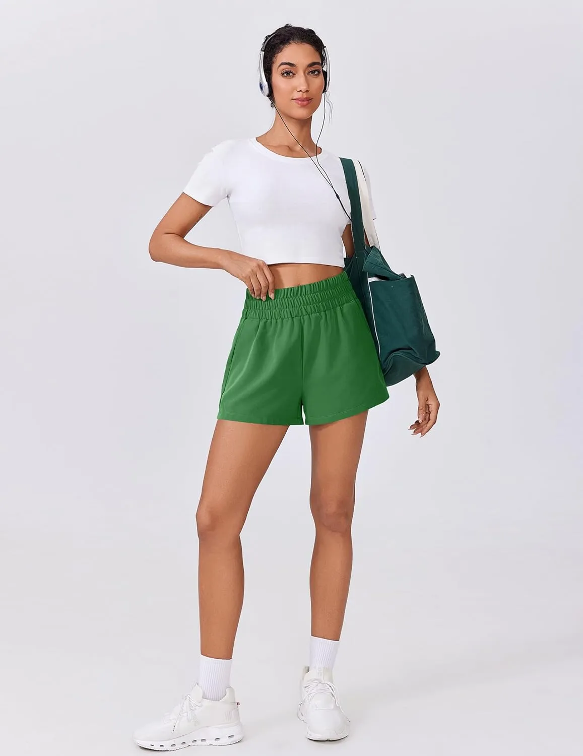PINSPARK Womens Light Weight Athletic Shorts High Waisted Linerless Active Short Casual Quick Dry Lounge Shorts with Pockets