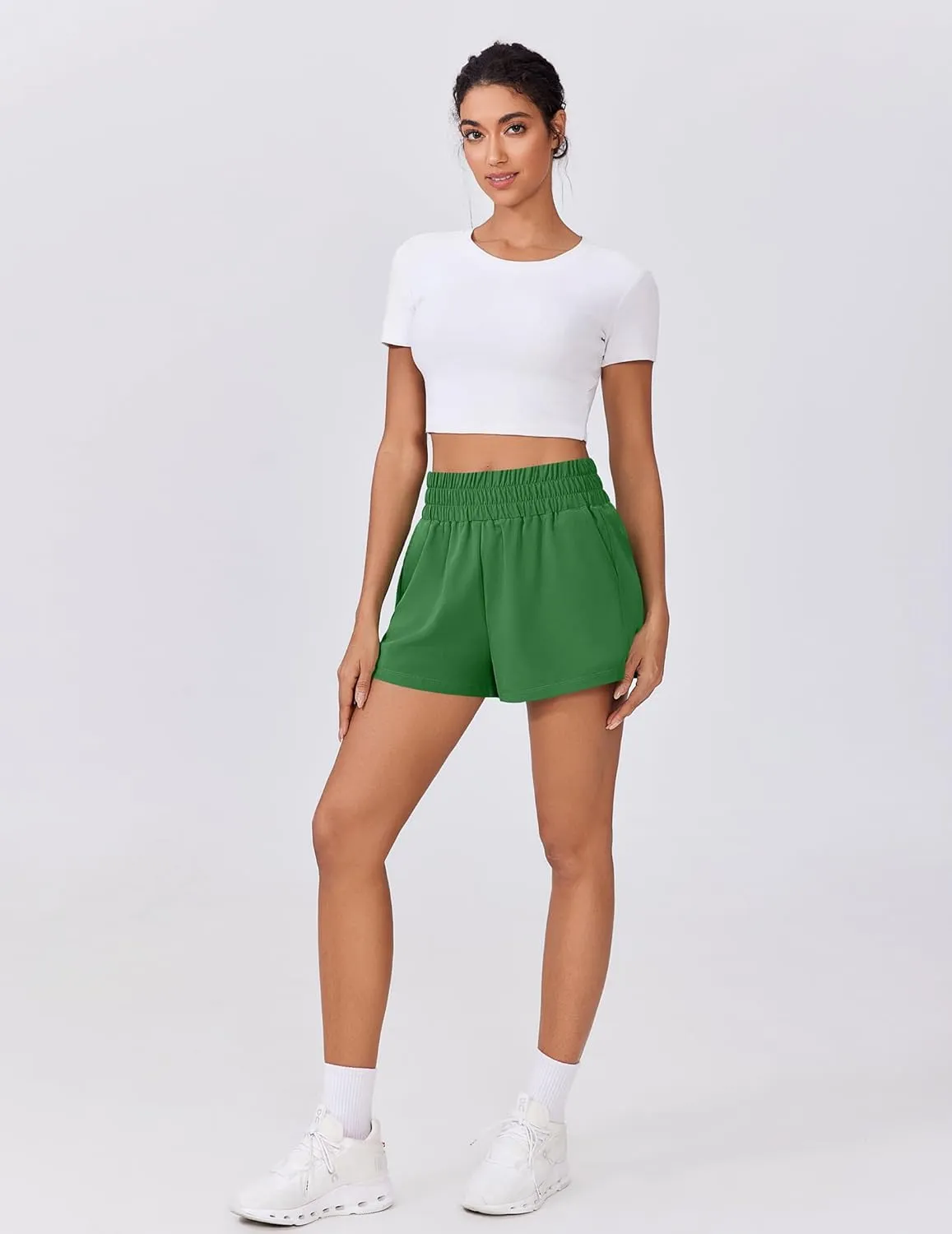 PINSPARK Womens Light Weight Athletic Shorts High Waisted Linerless Active Short Casual Quick Dry Lounge Shorts with Pockets