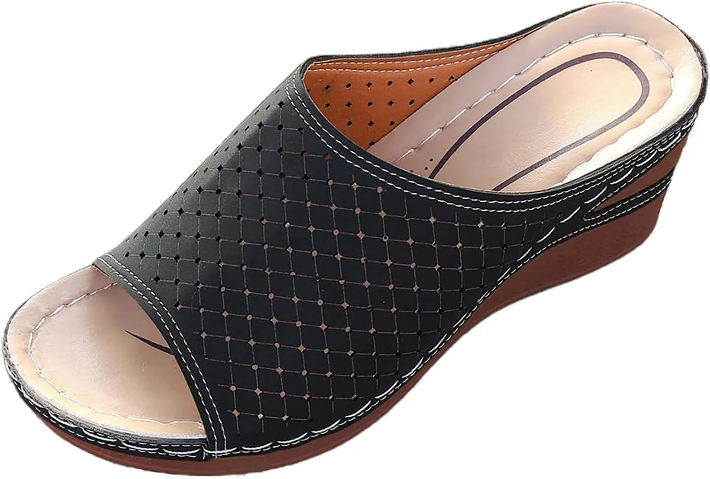 platform mules, women's washable for breathable, sports, leisure, summer shoes, beach sandals, comfortable, trendy with rhinestones,