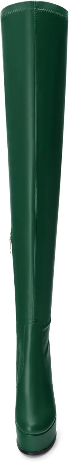 Platform Over The Knee Boots for Women Thigh High Stiletto Zipper Round Toe Long Boots Classic Sexy Fashion Tall Boots