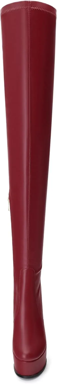 Platform Over The Knee Boots for Women Thigh High Stiletto Zipper Round Toe Long Boots Classic Sexy Fashion Tall Boots