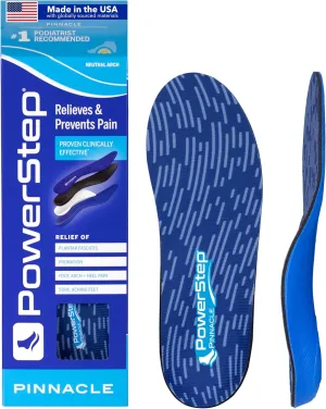 PowerStep Pinnacle Insoles - Orthotics for Plantar Fasciitis Relief – Made in USA Orthotic Insoles for Arch Support with Moderate Pronation - #1 Podiatrist Recommended (M 12-13)