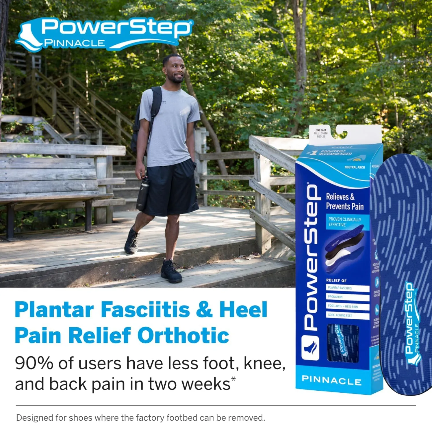 PowerStep Pinnacle Insoles - Orthotics for Plantar Fasciitis Relief – Made in USA Orthotic Insoles for Arch Support with Moderate Pronation - #1 Podiatrist Recommended (M 12-13)