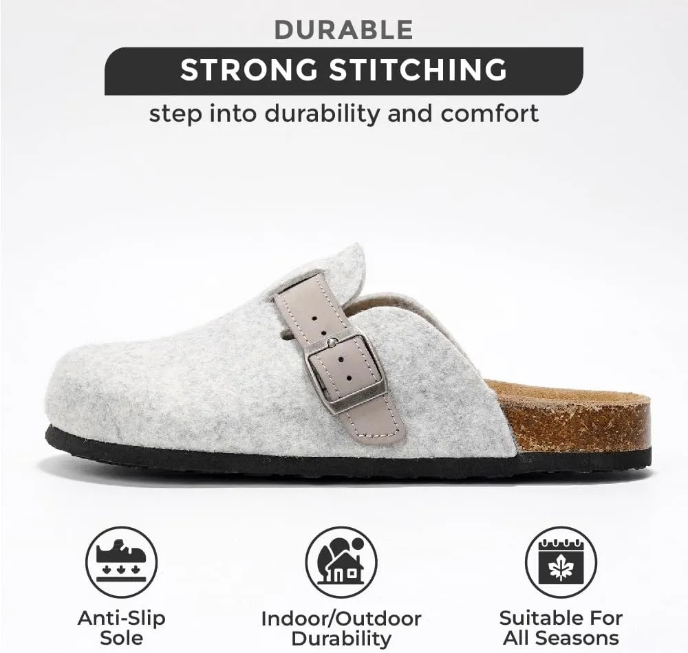Project Cloud Genuine Leather Footbed Clogs for Women - Memory Foam Arch Support Slippers for Women - Trendy Slip-ons Women's Mules & Clogs Sandals (Benton)