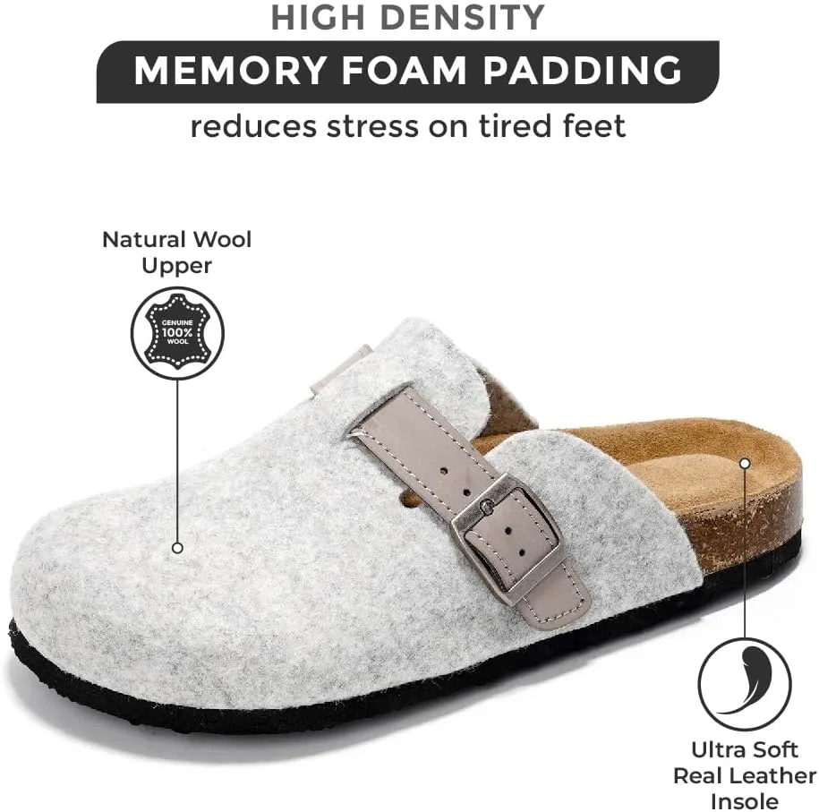 Project Cloud Genuine Leather Footbed Clogs for Women - Memory Foam Arch Support Slippers for Women - Trendy Slip-ons Women's Mules & Clogs Sandals (Benton)