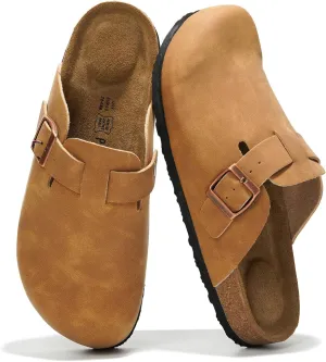 Project Cloud Genuine Leather Footbed Clogs for Women - Memory Foam Arch Support Slippers for Women - Trendy Slip-ons Women's Mules & Clogs Sandals (Benton)
