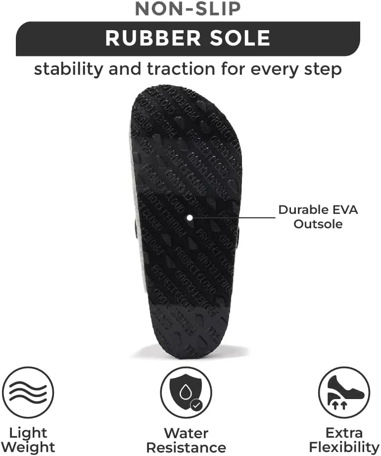 Project Cloud Genuine Leather Footbed Clogs for Women - Memory Foam Arch Support Slippers for Women - Trendy Slip-ons Women's Mules & Clogs Sandals (Benton)