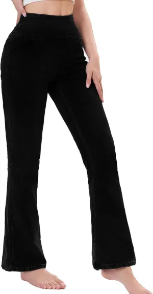 Pull on Flare Jeans for Women, Trendy Stretchy High Waisted Bell Bottom Skinny Boot Cut Jeans Legging for Women
