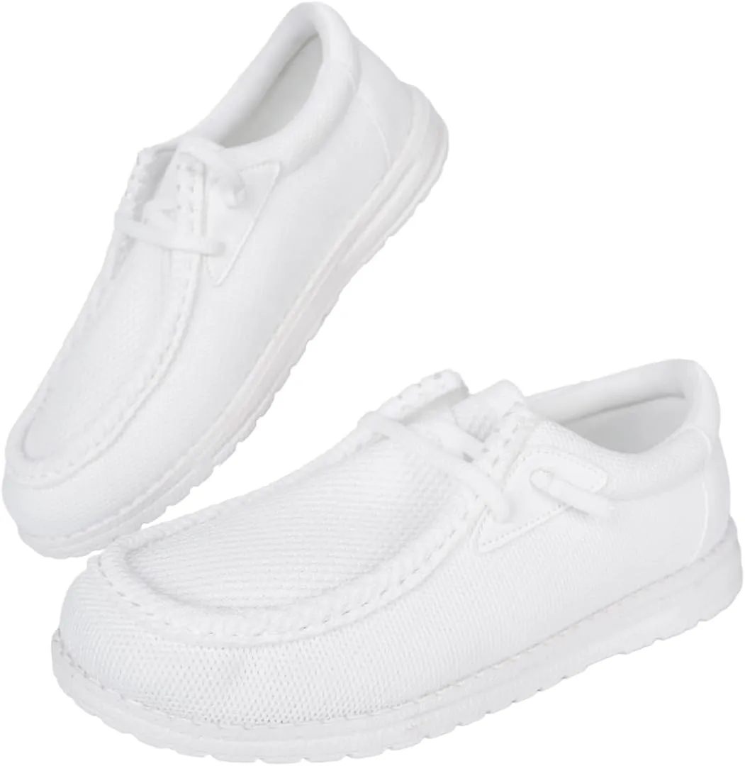 Pure White Minimalist Sneakers – Breathable Mesh Walking Shoes with Non-Slip Rubber Sole – Lightweight Comfortable Loafers & Sports Shoes for Men & Women