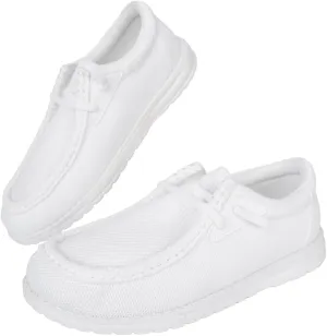 Pure White Minimalist Sneakers – Breathable Mesh Walking Shoes with Non-Slip Rubber Sole – Lightweight Comfortable Loafers & Sports Shoes for Men & Women