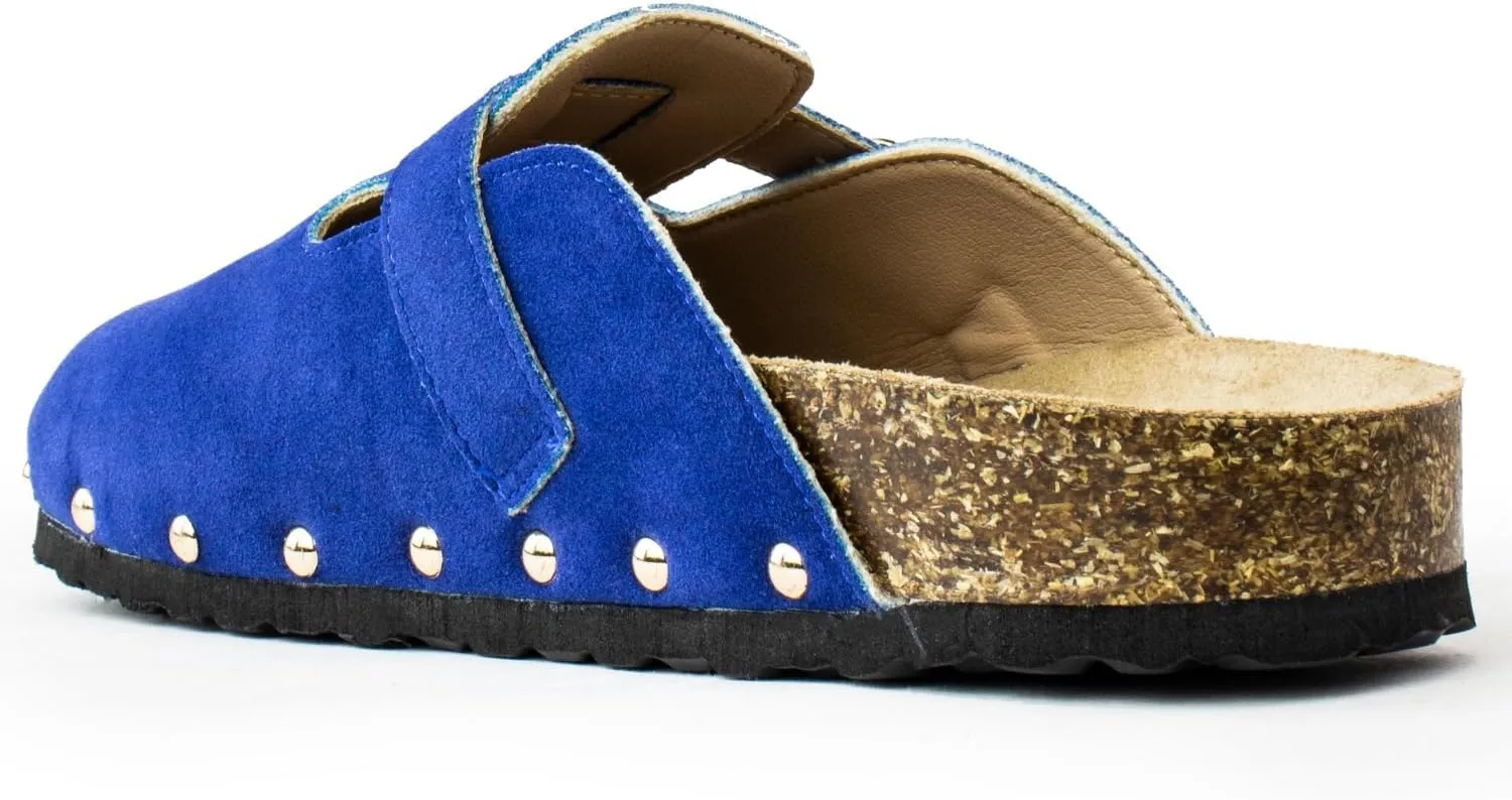 RF ROOM OF FASHION Women's Soft Faux Suede Footbed Cork Clog Antislip Slippers Buckle Mules House Sandals Potato Shoes