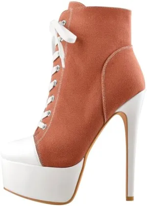 Richealnana Women's Cavans Platform Lace Up Stiletto Heel Fashion Sneaker Boots