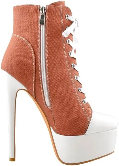 Richealnana Women's Cavans Platform Lace Up Stiletto Heel Fashion Sneaker Boots