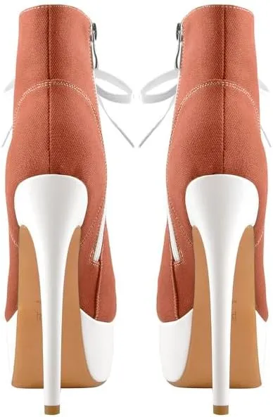 Richealnana Women's Cavans Platform Lace Up Stiletto Heel Fashion Sneaker Boots