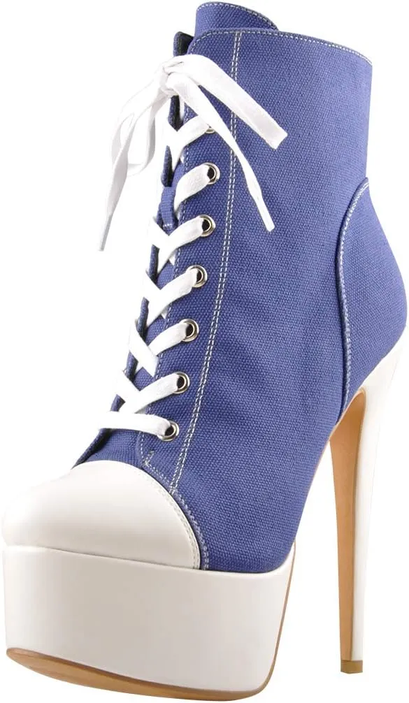 Richealnana Women's Cavans Platform Lace Up Stiletto Heel Fashion Sneaker Boots