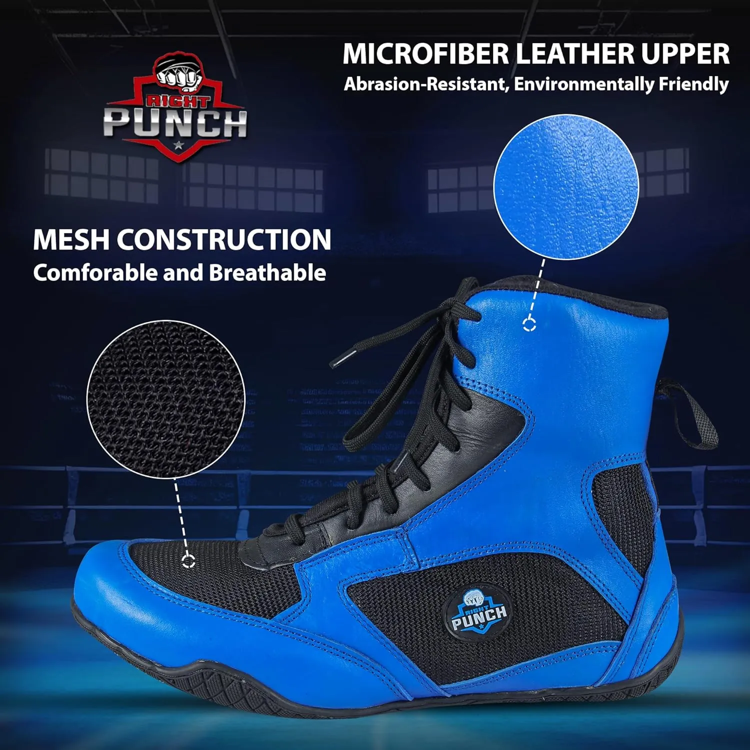 Rightpunch Breathable Boxing Shoes for Men, Women, and Youth | Non-Slip Lightweight Training Boxing Shoes with Rubber Sole