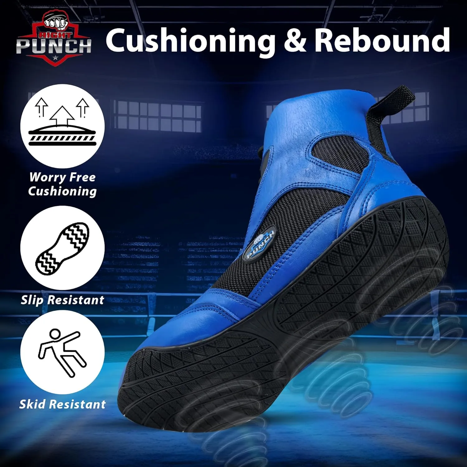 Rightpunch Breathable Boxing Shoes for Men, Women, and Youth | Non-Slip Lightweight Training Boxing Shoes with Rubber Sole