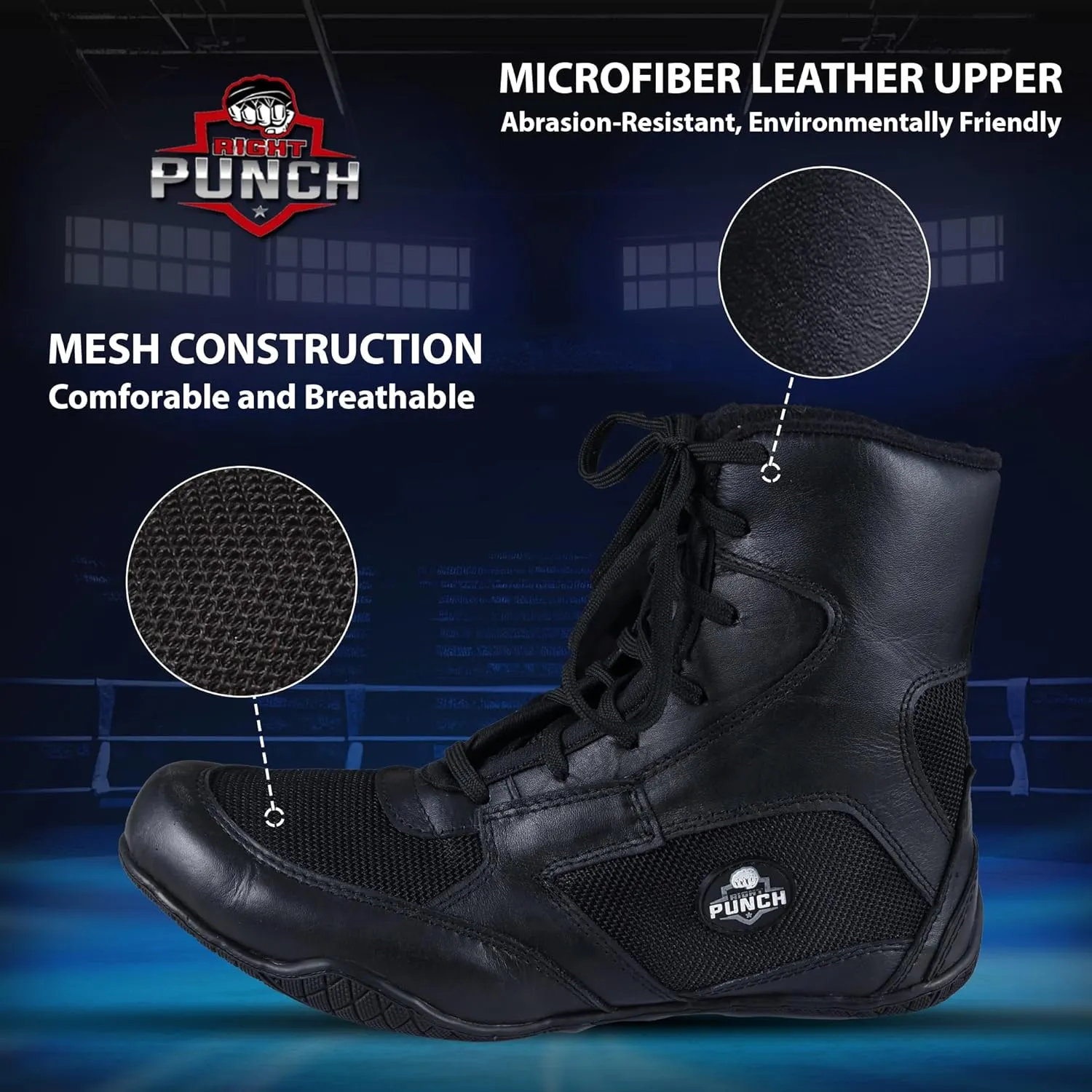 Rightpunch Breathable Boxing Shoes for Men, Women, and Youth | Non-Slip Lightweight Training Boxing Shoes with Rubber Sole