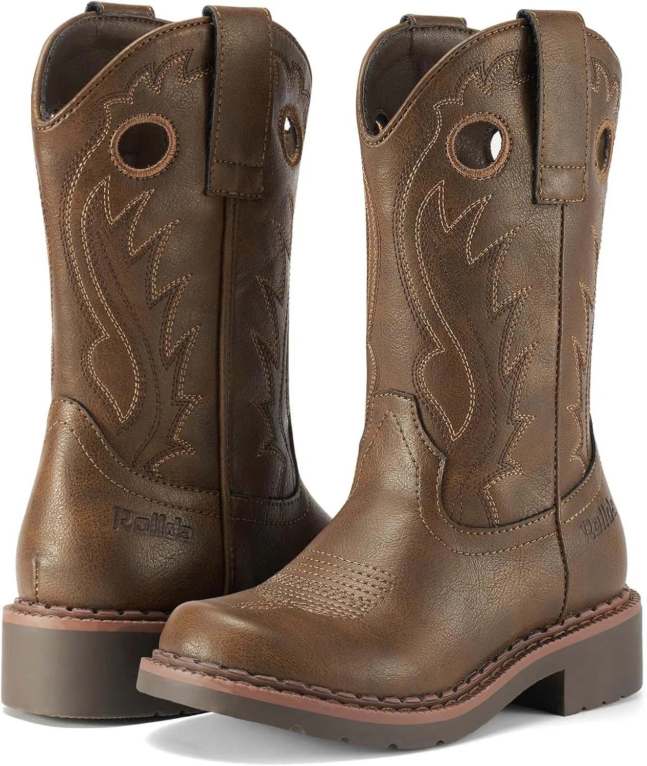 Rollda Boys Cowboy Boots Kids Western Boots Square Toe Girls Cowgirl Boots for Toddler/Little Kid/Big Kid