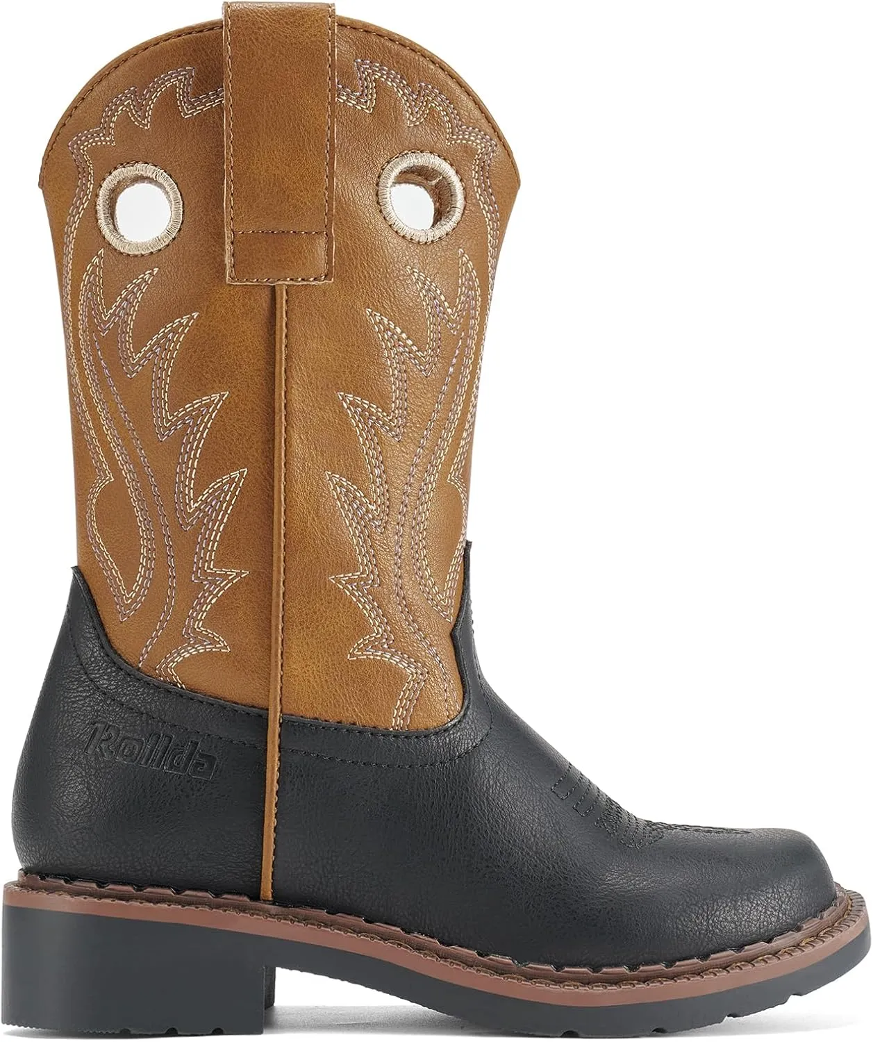 Rollda Boys Cowboy Boots Kids Western Boots Square Toe Girls Cowgirl Boots for Toddler/Little Kid/Big Kid