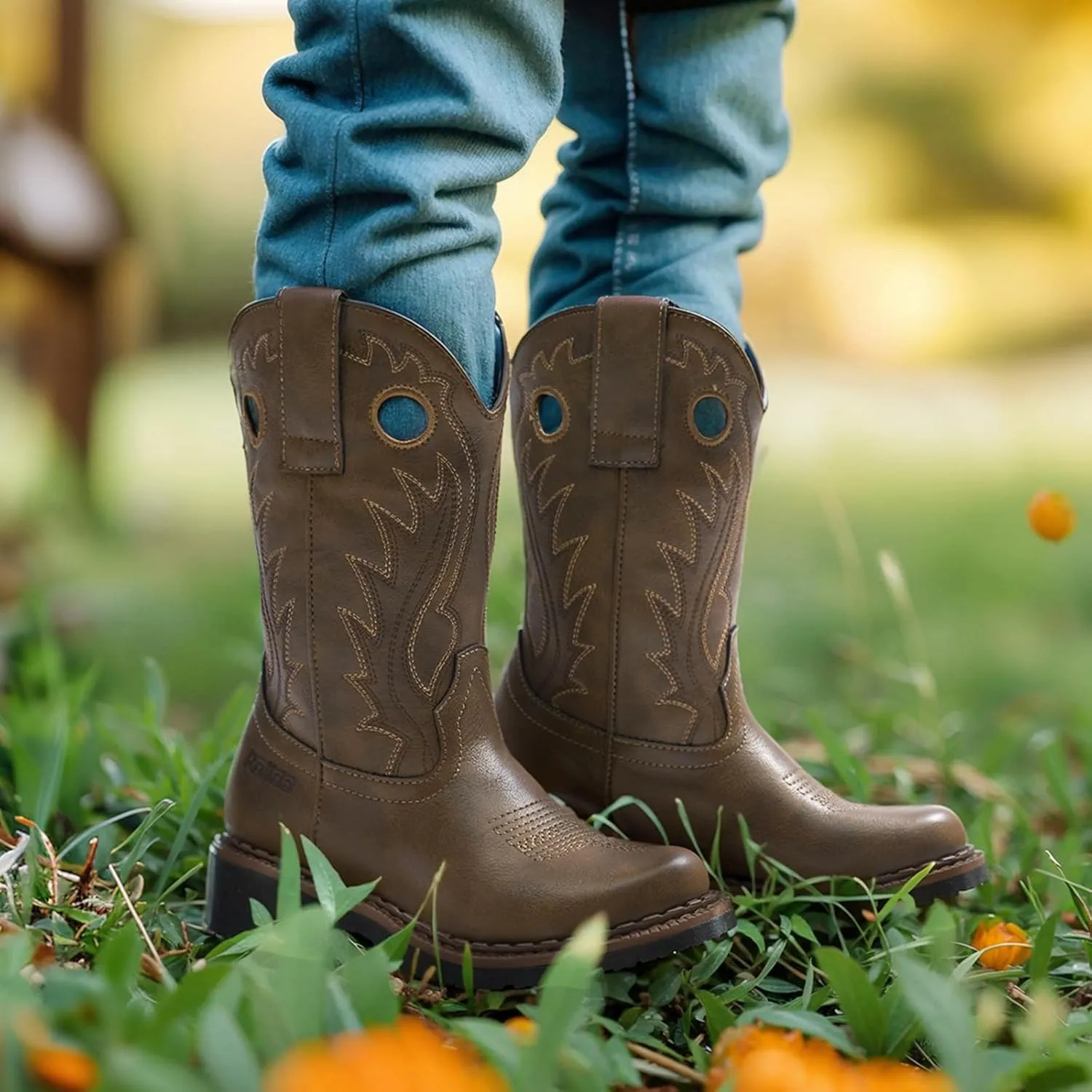 Rollda Boys Cowboy Boots Kids Western Boots Square Toe Girls Cowgirl Boots for Toddler/Little Kid/Big Kid