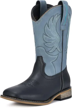 Rollda Kids Cowboy Boots for Boys Girls Western Square Toe Cowgirl Boots with Walking Heel (Toddler/Little Kid/Big Kid)