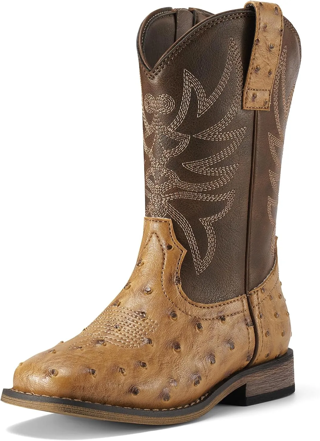 Rollda Kids Cowboy Boots for Boys Girls Western Square Toe Cowgirl Boots with Walking Heel (Toddler/Little Kid/Big Kid)