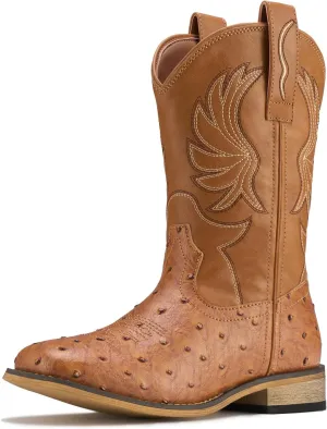 Rollda Kids Cowboy Boots for Boys Girls Western Square Toe Cowgirl Boots with Walking Heel (Toddler/Little Kid/Big Kid)