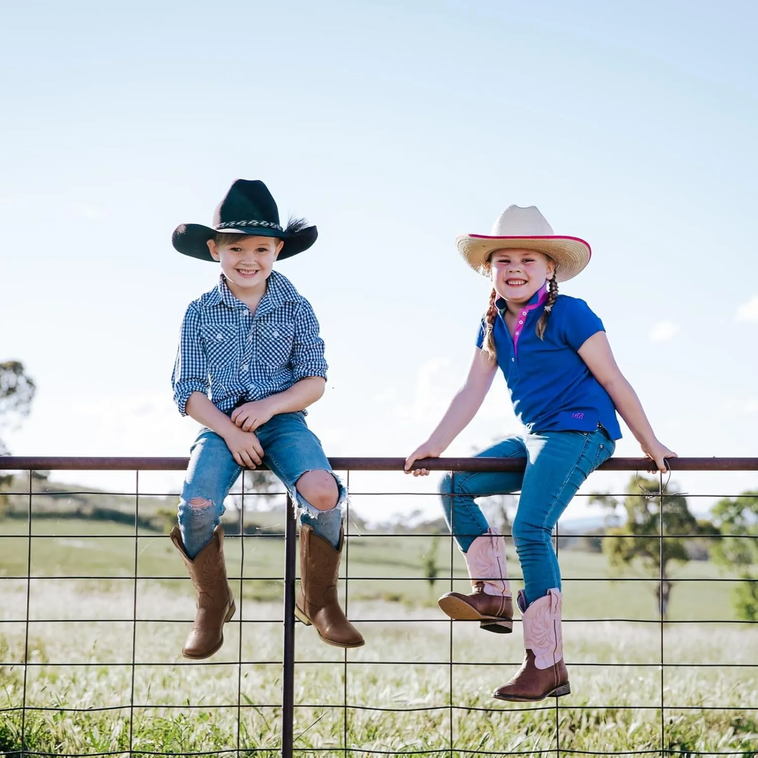 Rollda Kids Cowboy Boots for Boys Girls Western Square Toe Cowgirl Boots with Walking Heel (Toddler/Little Kid/Big Kid)