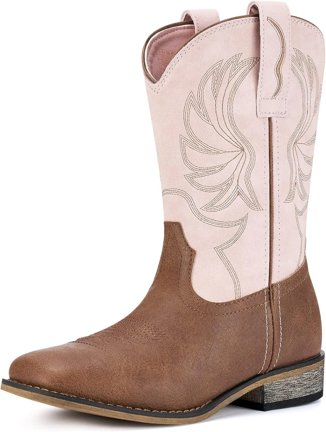 Rollda Kids Cowboy Boots for Boys Girls Western Square Toe Cowgirl Boots with Walking Heel (Toddler/Little Kid/Big Kid)
