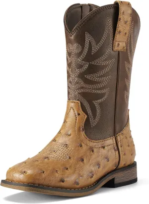 Rollda Kids Cowboy Boots for Boys Girls Western Square Toe Cowgirl Boots with Walking Heel (Toddler/Little Kid/Big Kid)