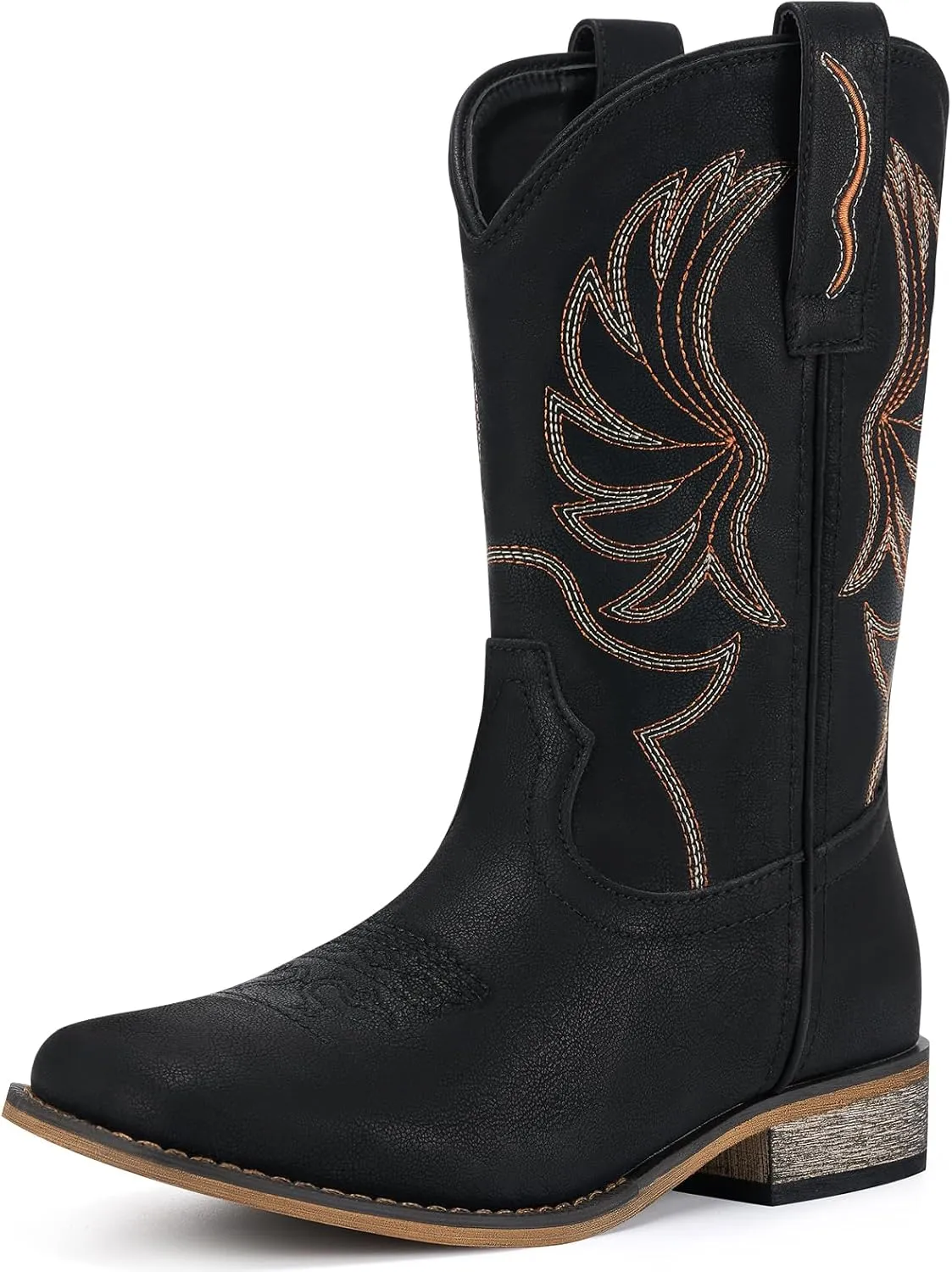 Rollda Kids Cowboy Boots for Boys Girls Western Square Toe Cowgirl Boots with Walking Heel (Toddler/Little Kid/Big Kid)