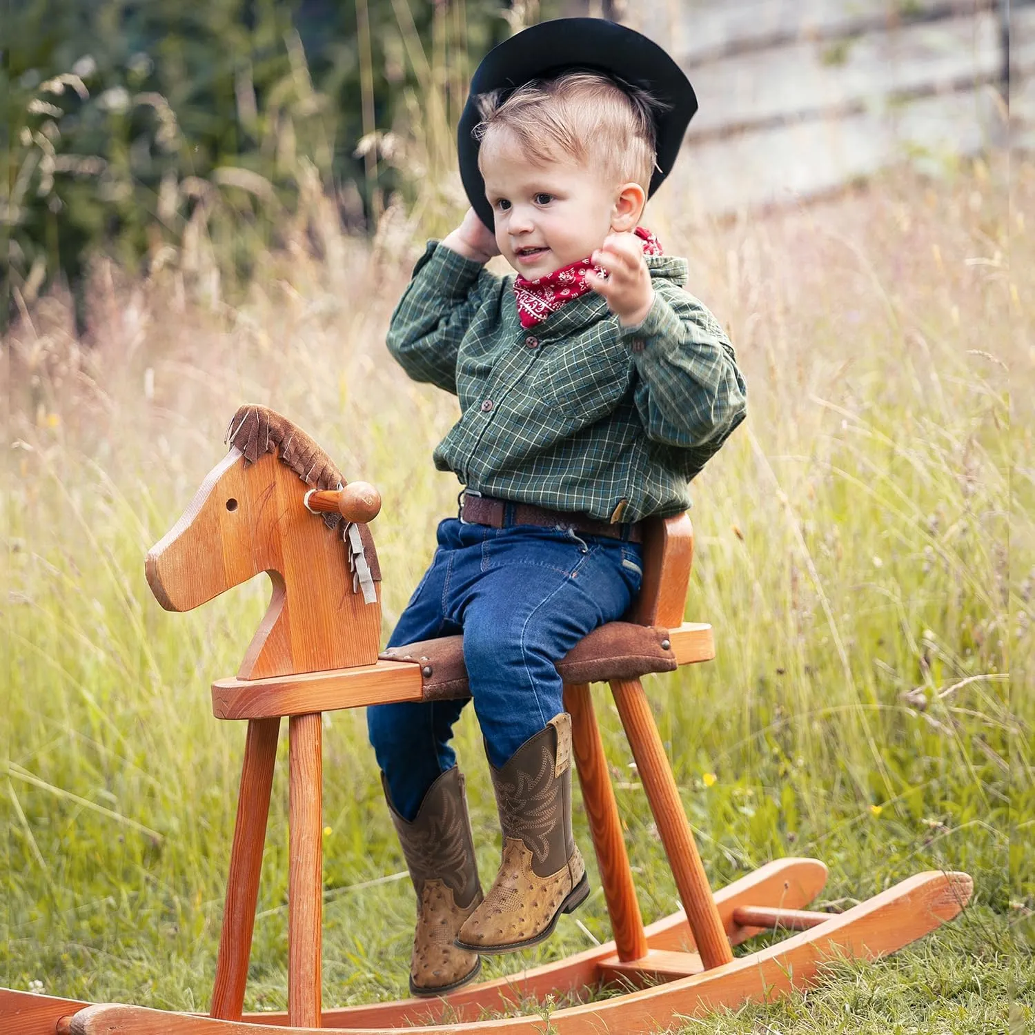Rollda Kids Cowboy Boots for Boys Girls Western Square Toe Cowgirl Boots with Walking Heel (Toddler/Little Kid/Big Kid)