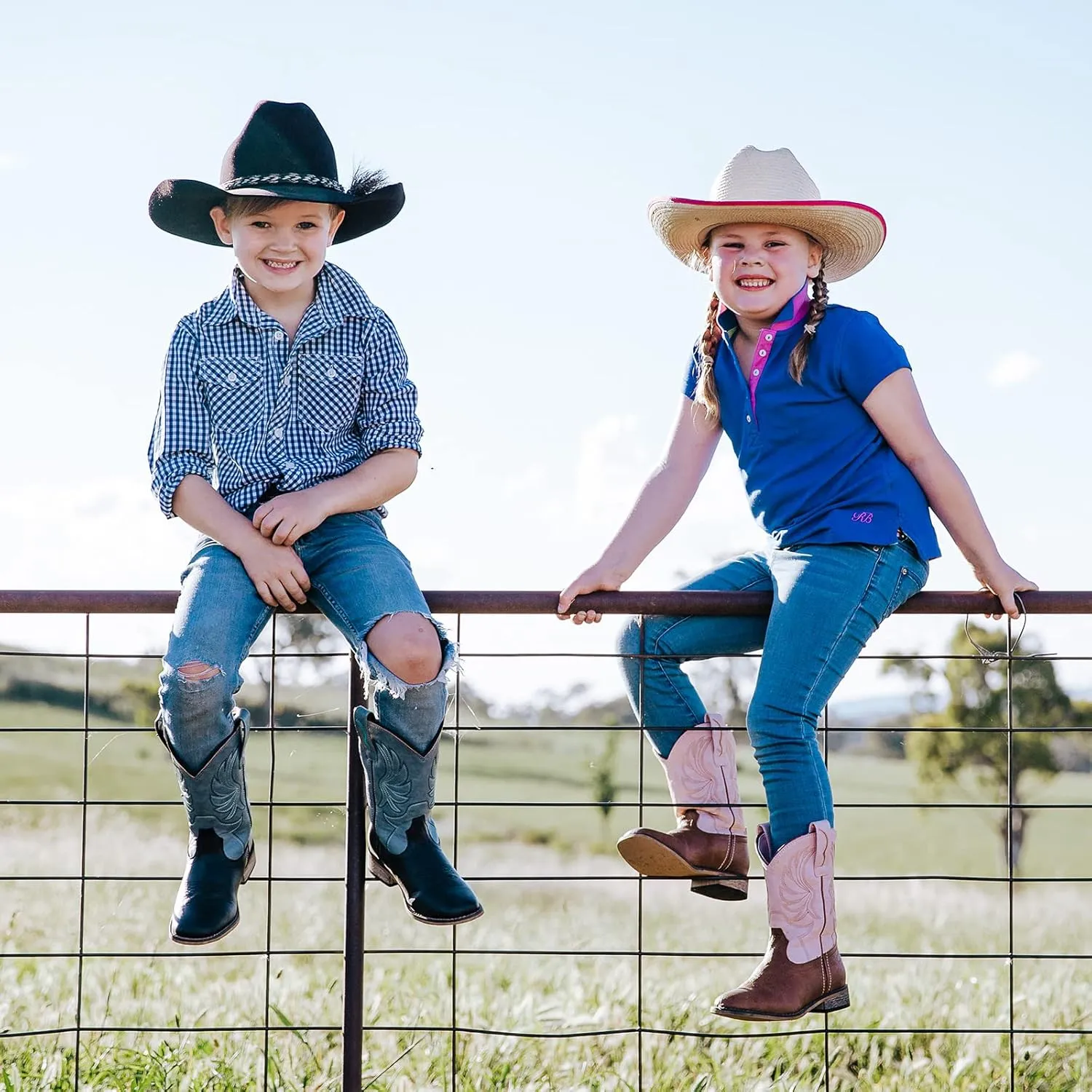 Rollda Kids Cowboy Boots for Boys Girls Western Square Toe Cowgirl Boots with Walking Heel (Toddler/Little Kid/Big Kid)