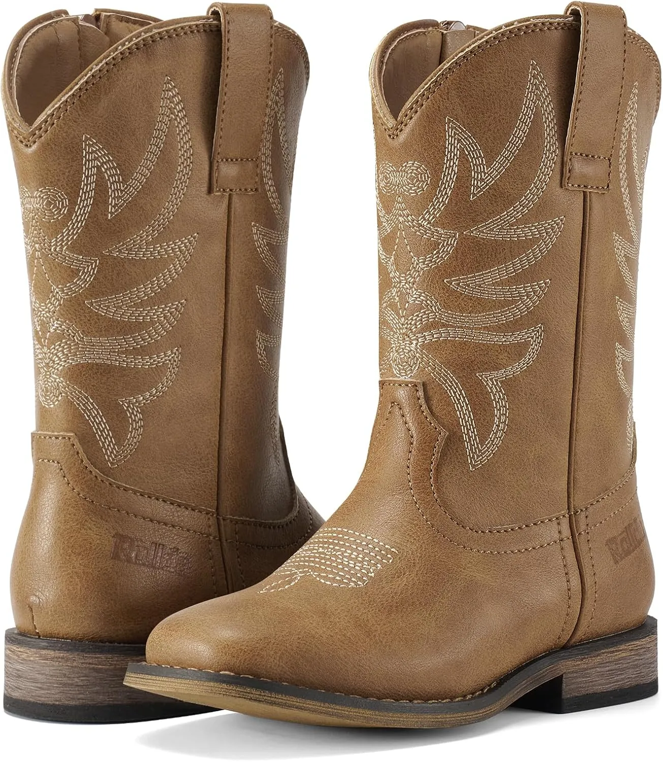 Rollda Kids Cowboy Boots for Boys Girls Western Square Toe Cowgirl Boots with Walking Heel (Toddler/Little Kid/Big Kid)