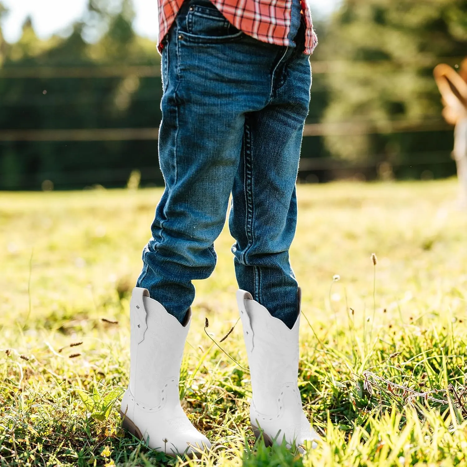 Rollda Kids Cowboy Boots Western Round Toe Cowgirl Boots for Boys Girls Toddler/Little Kid/Big Kid