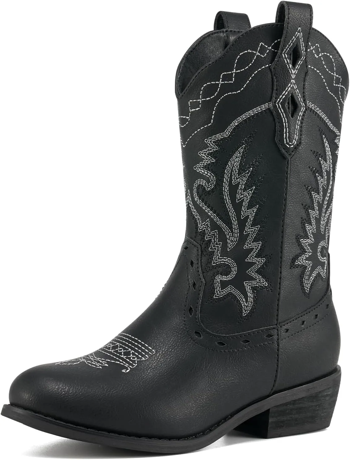 Rollda Kids Cowboy Boots Western Round Toe Cowgirl Boots for Boys Girls Toddler/Little Kid/Big Kid