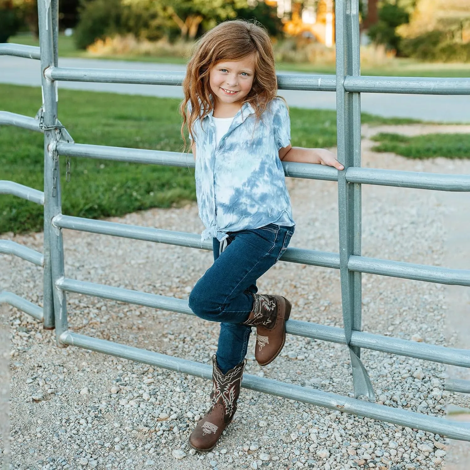 Rollda Kids Cowboy Boots Western Round Toe Cowgirl Boots for Boys Girls Toddler/Little Kid/Big Kid