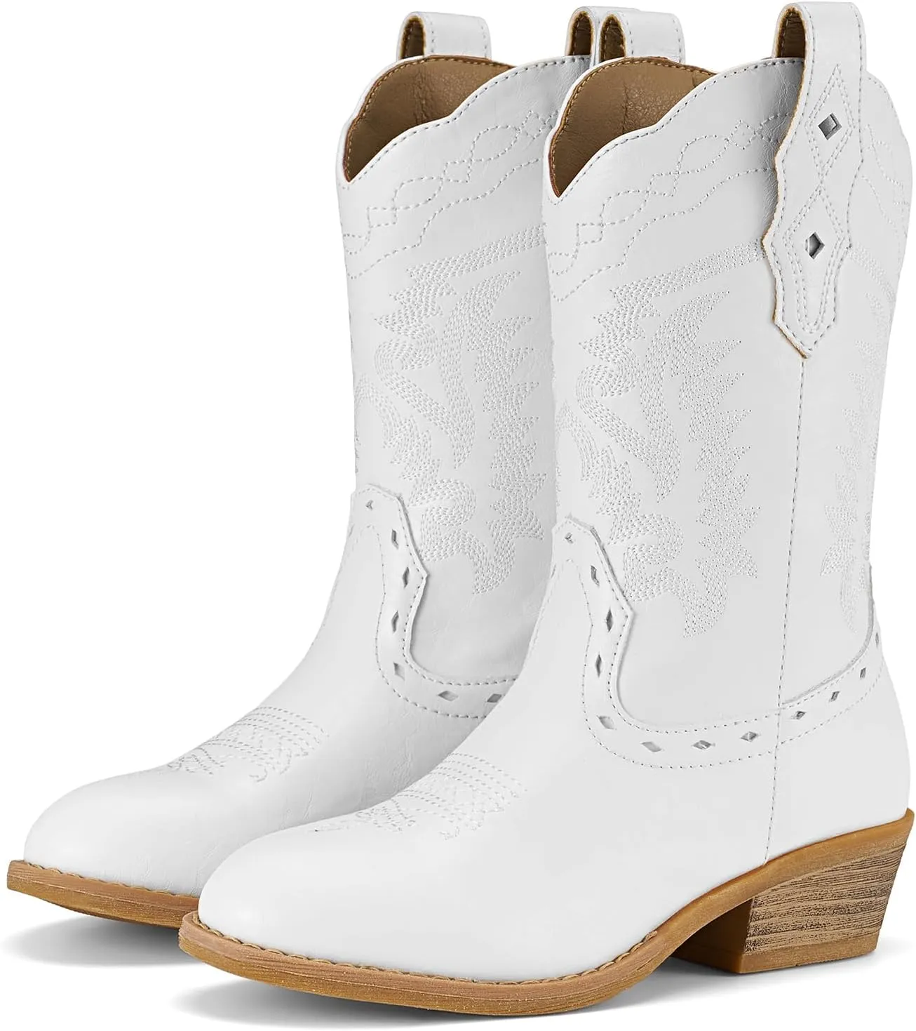 Rollda Kids Cowboy Boots Western Round Toe Cowgirl Boots for Boys Girls Toddler/Little Kid/Big Kid